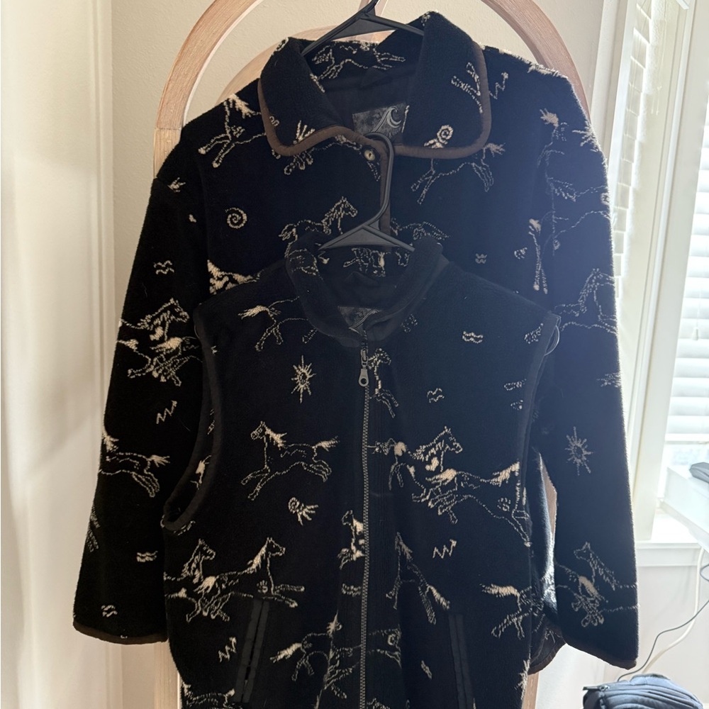 *MATCHING SET* Black Horse Pattern Jacket + Vest